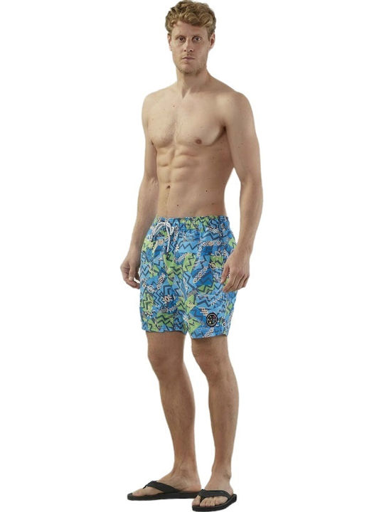 Surf Tribe Men's Swimwear Shorts Blue with Patterns
