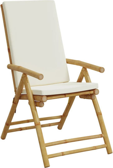 Outdoor-Stuhl Bamboo Cream mit Kissen 2Stück 77x55x99εκ.