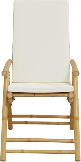 Outdoor-Stuhl Bamboo Cream mit Kissen 2Stück 77x55x99εκ.