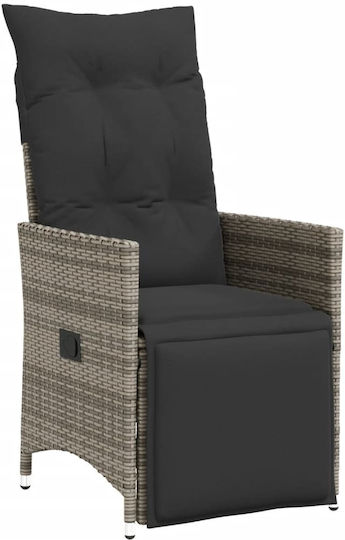 Outdoor Chair Rattan Grey with Cushion 2pcs 49x50.5cm