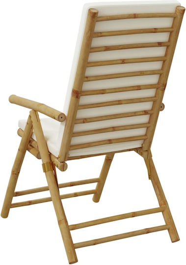Outdoor-Stuhl Bamboo Cream mit Kissen 2Stück 77x55x99εκ.