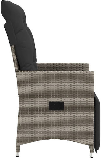 Outdoor Chair Rattan Grey with Cushion 2pcs 49x50.5cm