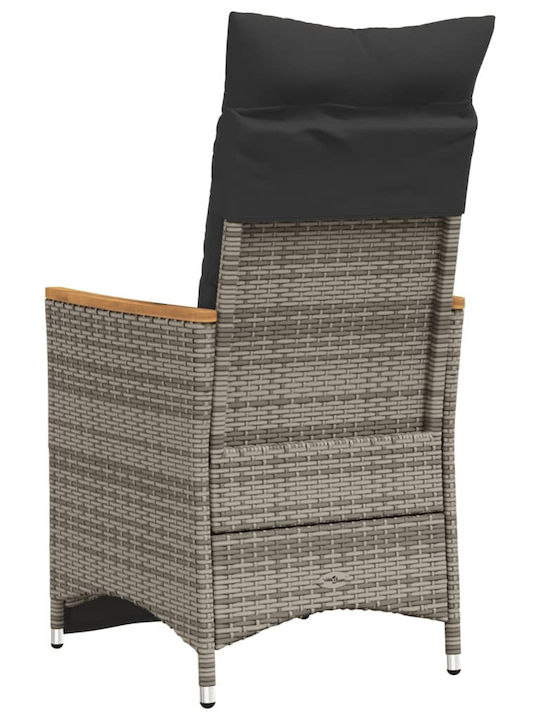 Outdoor Chair Rattan Grey with Cushion 2pcs 49x50.5x72cm
