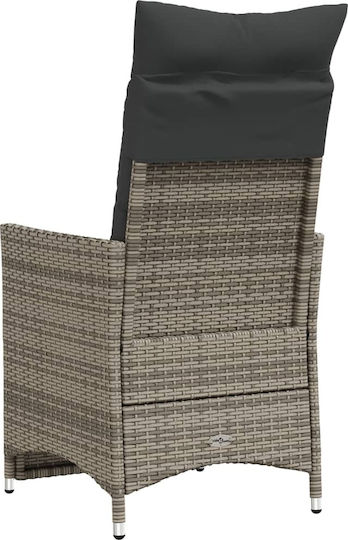 Outdoor Chair Rattan Grey with Cushion 2pcs 49x50.5cm