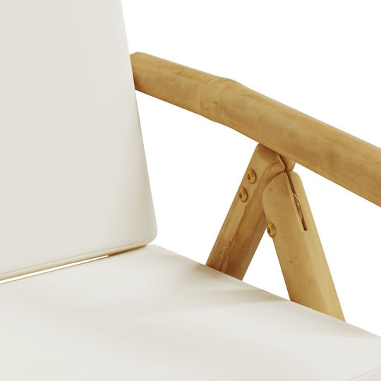 Outdoor-Stuhl Bamboo Cream mit Kissen 2Stück 77x55x99εκ.
