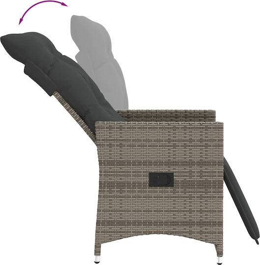 Outdoor Chair Rattan Grey with Cushion 2pcs 49x50.5cm
