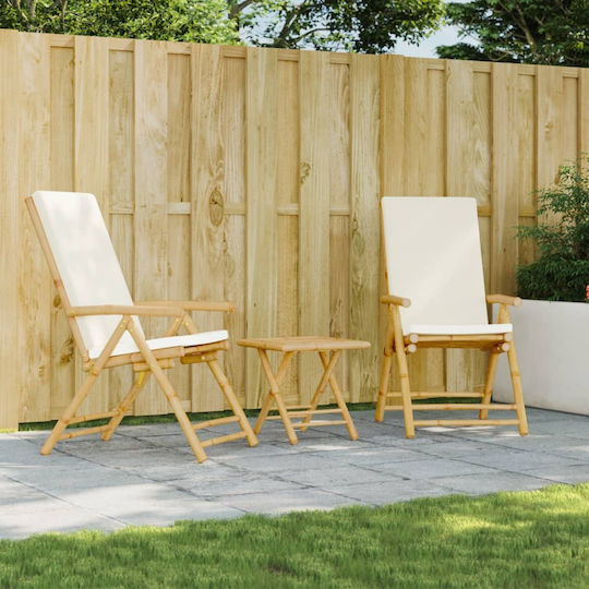 Outdoor-Stuhl Bamboo Cream mit Kissen 2Stück 77x55x99εκ.