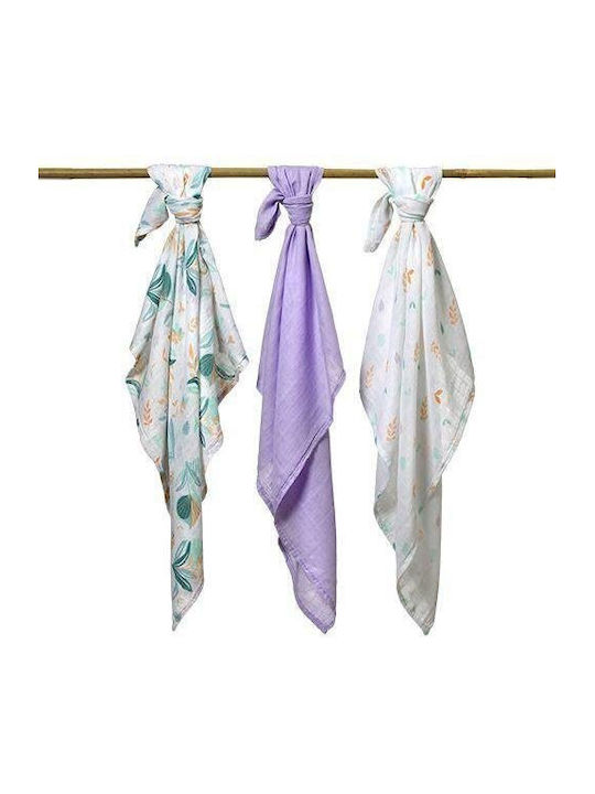 Babyono Take Care Muslin Burp Cloths Lilac 70x70cm 3 Pieces