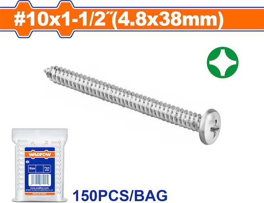 Wadfow Sheet Metal Screw Phillips Galvanized with Diameter M4.2 and Length 38mm 150pcs