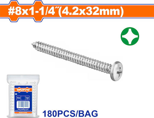 Wadfow Blechschraube Kreuzschlitz Verzinkt mit Durchmesser M4.2 und Länge 32mm 180Stück