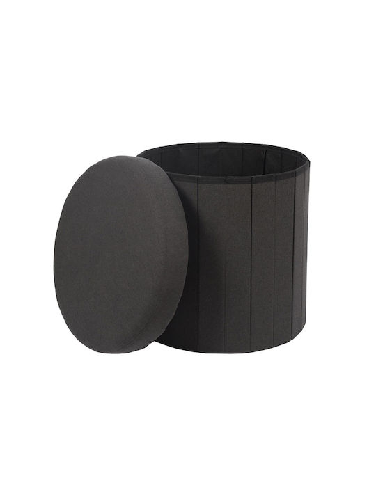 Stool For Living Room Collapsible With Storage Space Upholstered with Fabric Black