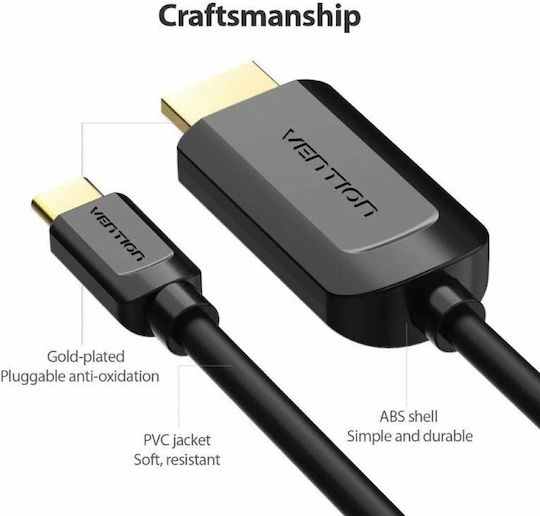 Vention Cable HDMI male - HDMI male 1m Μαύρο