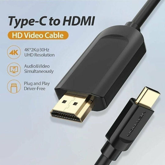 Vention Cable HDMI male - HDMI male 1m Μαύρο