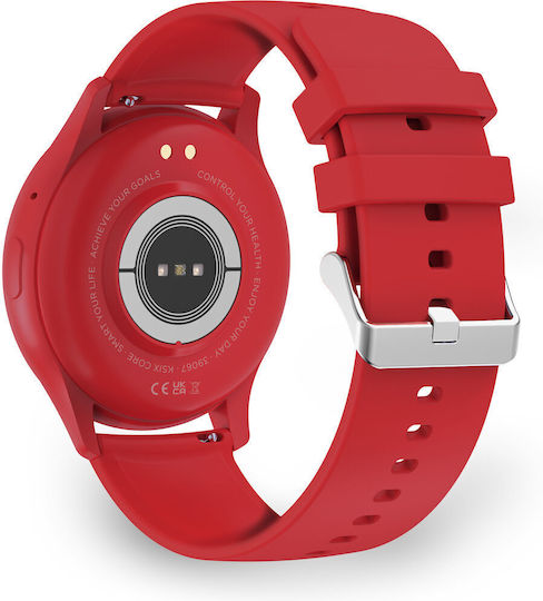 Ksix Core Aluminium Smartwatch με Παλμογράφο (Κόκκινο)