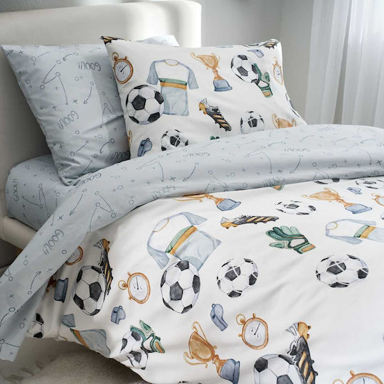 Vesta Home Σετ Σεντόνια Μονά Βαμβακερά Football Multi 170x260cm 3τμχ