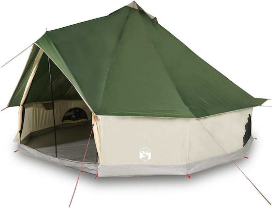 vidaXL Camping Tent Teepee Green for 8 People 410x410x250cm