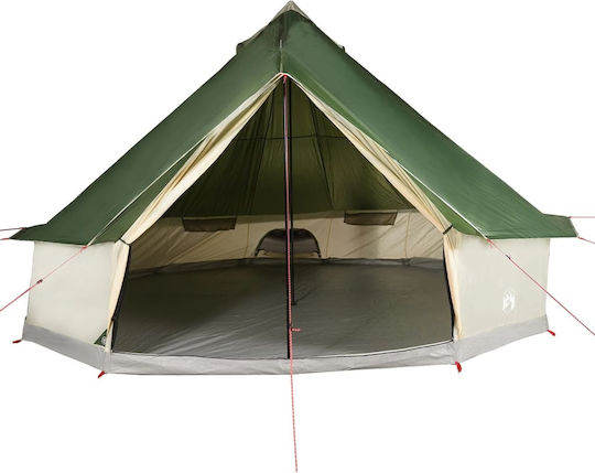 vidaXL Camping Tent Teepee Green for 8 People 410x410x250cm