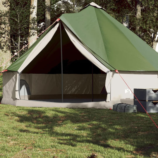 vidaXL Camping Tent Teepee Green for 8 People 410x410x250cm