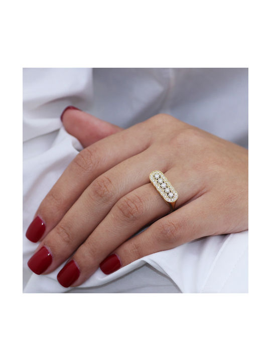 Gold Ring K18 Diamonds P-69437 Yellow Gold K18