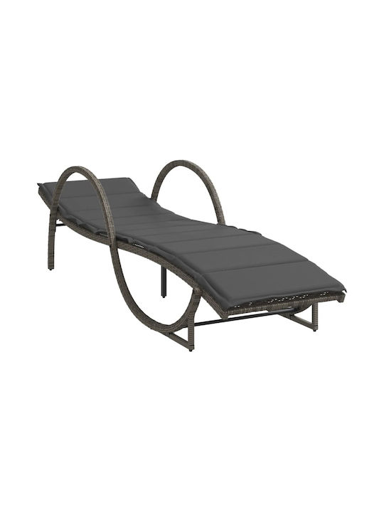 Deckchair Rattan with Cushion Gray with Table 2pcs 109x55x42cm.