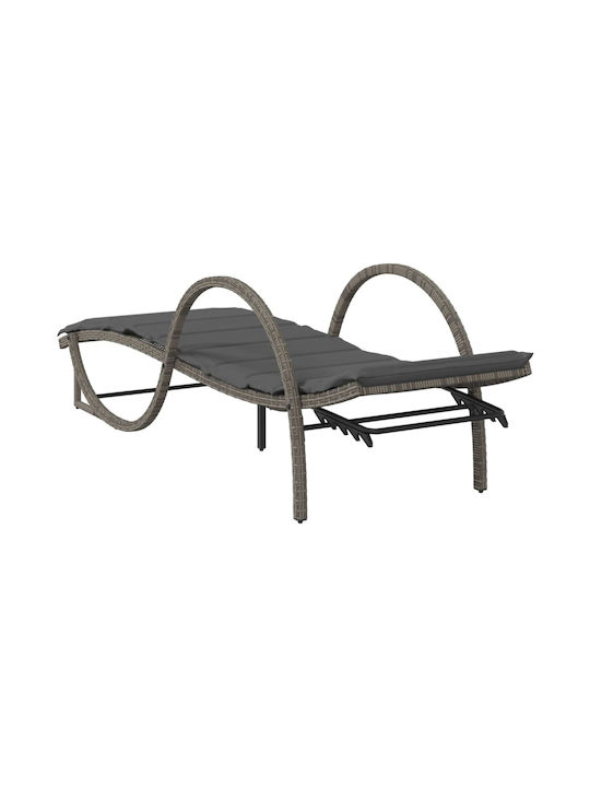 Deckchair Rattan with Cushion Gray with Table 2pcs 109x55x42cm.