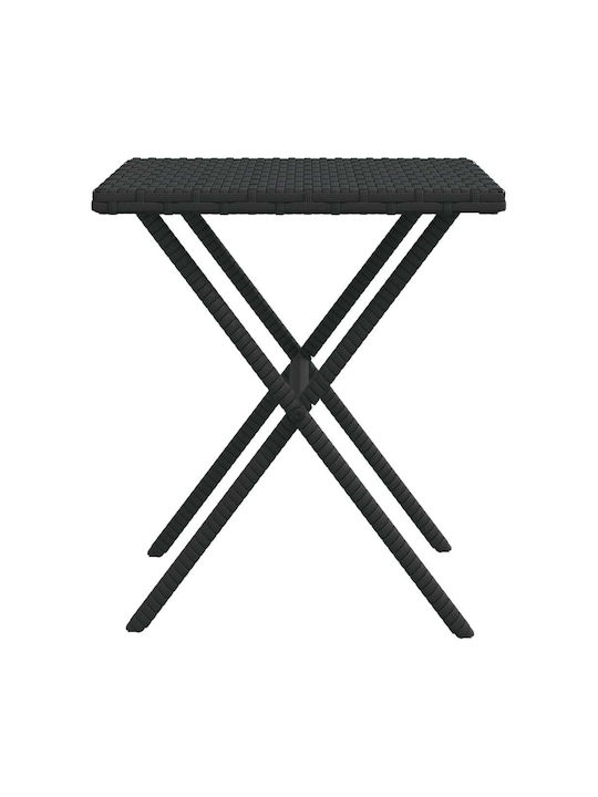 Deckchair Rattan with Cushion Black with Table 2pcs 199x55x42cm.