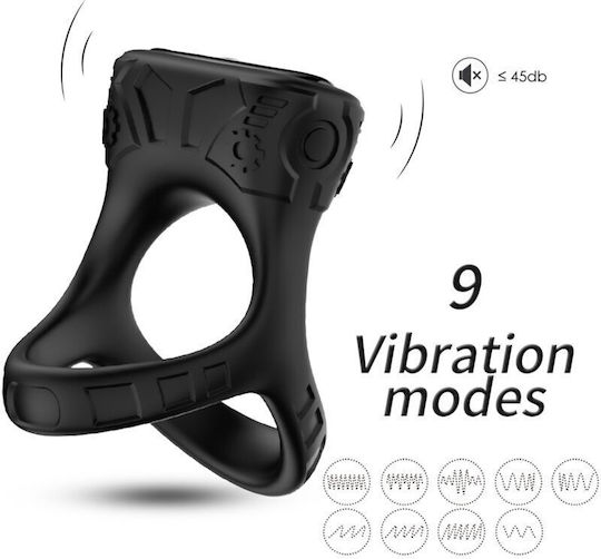 Armony Vibrations Penisring aus Silikon Schwarz