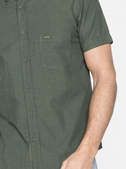 Short-sleeved Cotton Shirt Dark Green