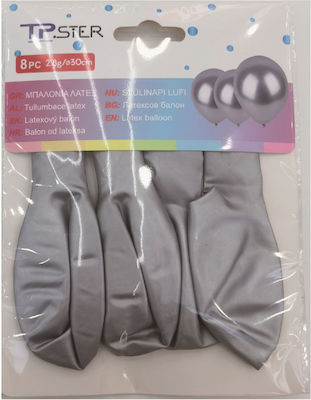 Set of 4 Balloons Latex Silver