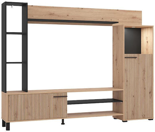 Wohnzimmer TV-Einheit Black mit Beleuchtung L208xB33xH158cm