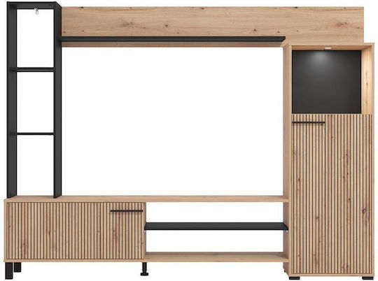 Wohnzimmer TV-Einheit Black mit Beleuchtung L208xB33xH158cm