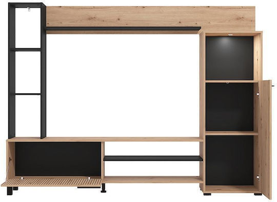 Wohnzimmer TV-Einheit Black mit Beleuchtung L208xB33xH158cm