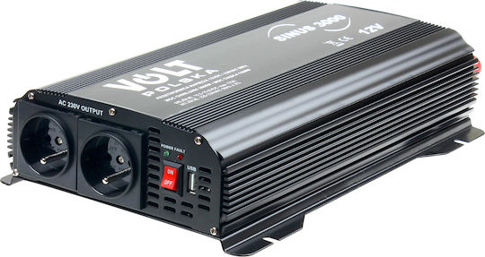 Volt Polska Car Power Inverter Pure Sinewave 1500W for Conversion 12V DC to 230V AC