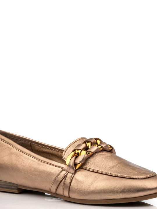 A.NI.MA Leather Women's Loafers in Gold Color