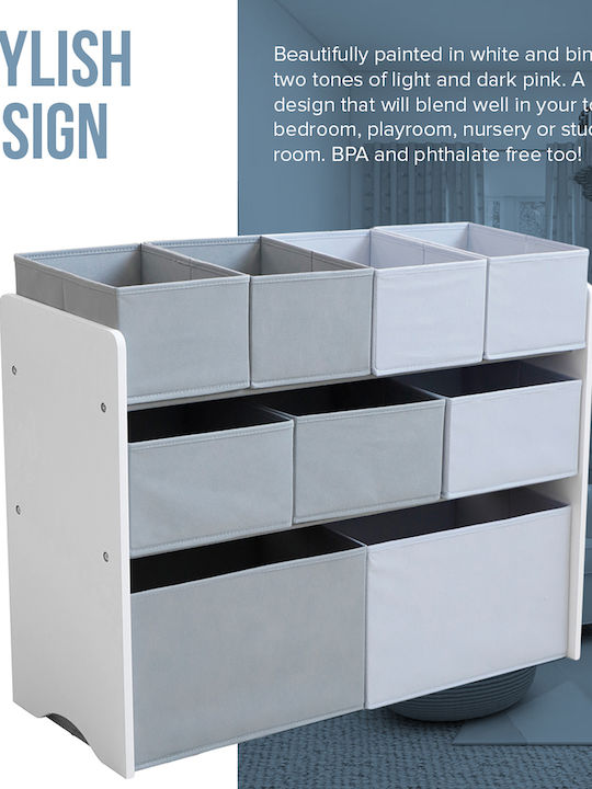 Sistem de Depozitare Jucării din Lemn Alb 82.5x29.3x60cm 1buc