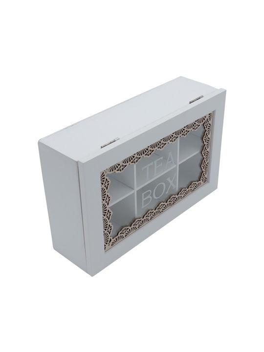 Uncle George Tea Storage Box with Lid Wooden White 15x7x23cm 1 Piece