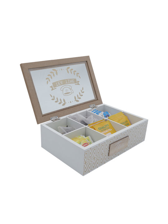 Uncle George Positionen Box für Tee / Allgemeine Verwendung / Getreide / Zucker / Nudeln / Kaffee mit Deckel & Basis Hölzernes Weiß 15ml