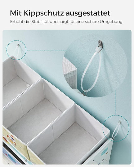 Songmics Spielzeug Aufbewahrungssystem aus Holz Weiß 29.5x62.5x60cm 1Stück