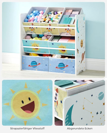 Songmics Spielzeug Aufbewahrungssystem aus Holz Weiß 29.5x62.5x60cm 1Stück