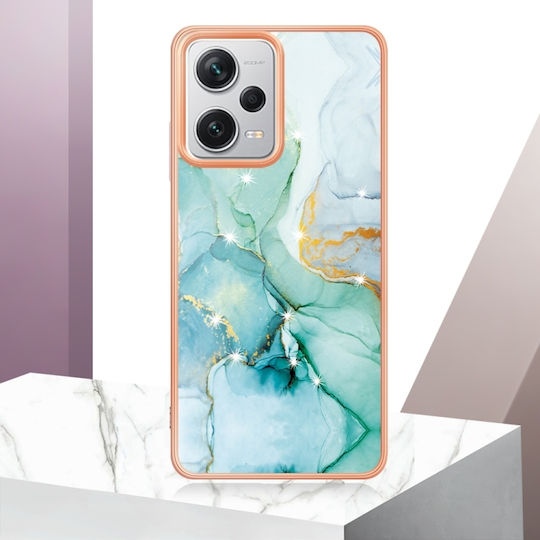 5g Global Electroplating Marble Back Cover Σιλικόνης / Πλαστικό Πράσινο (Redmi Note 12 Pro+)