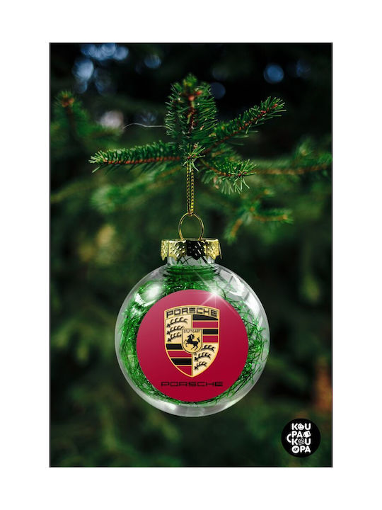 Porsche Christmas Hanging Ball Ornament Plastic Transparent With Gold Dust With Beads Transparent