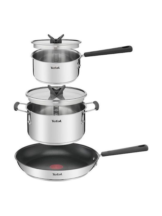 Tefal Cookware Set of Stainless Steel with Coating 5pcs