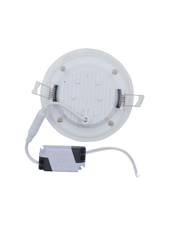 Uncle George Round Glass Recessed Spot with Integrated LED and Cool White Light White 11.5x11.5cm. 1pcs