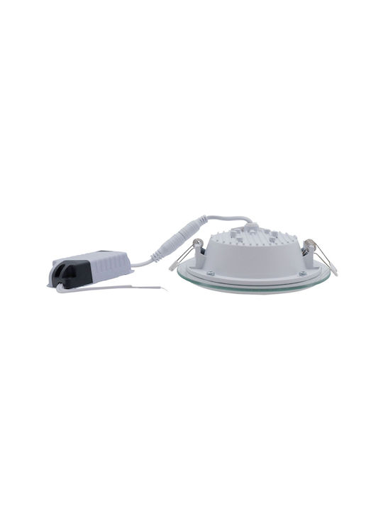Uncle George Round Glass Recessed Spot with Integrated LED and Cool White Light White 11.5x11.5cm. 1pcs