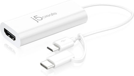 J5create Конвертор USB-C Мъжки към HDMI Женски Бял 1 Брой JUA165C-N