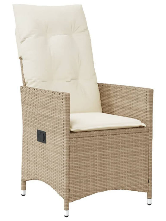 Fotoliu de exterior Rattan Bej cu pernă 2buc 49x50.5x92cm