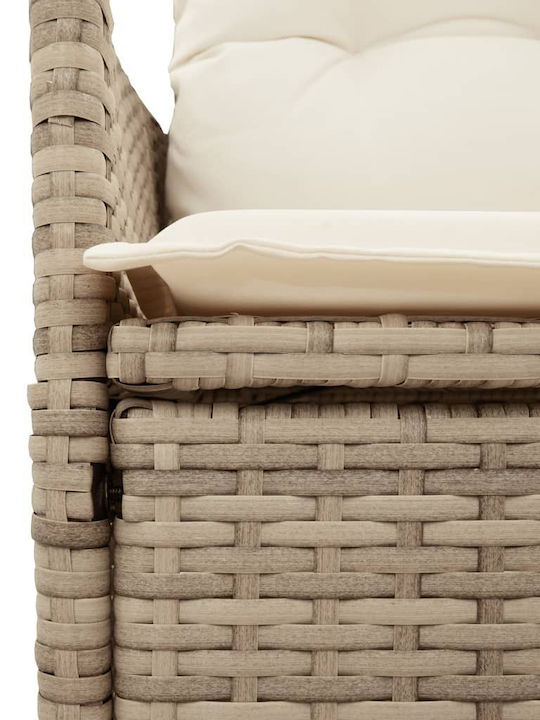 Fotoliu de exterior Rattan Bej cu pernă 2buc 49x50.5x92cm