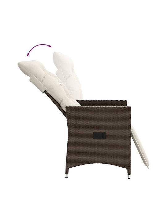 Scaun de exterior Rattan Maro cu pernă 2buc 49x50.5x92cm