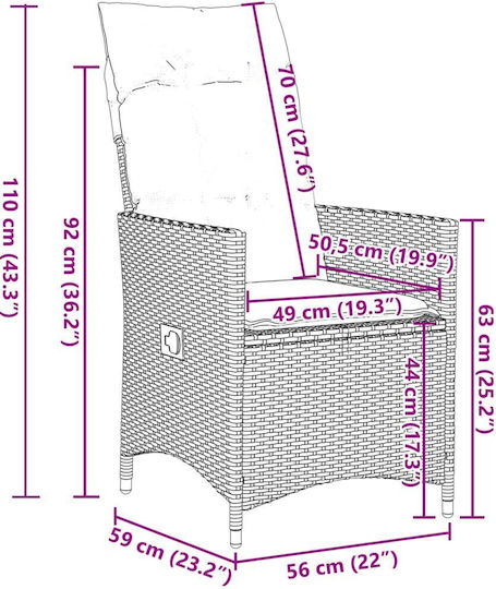 Outdoor-Sessel Rattan Beige mit Kissen 2Stück 49x50.5x92εκ.