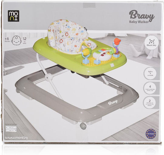 Moni Baby Walker with Music for 6+ Months Gray